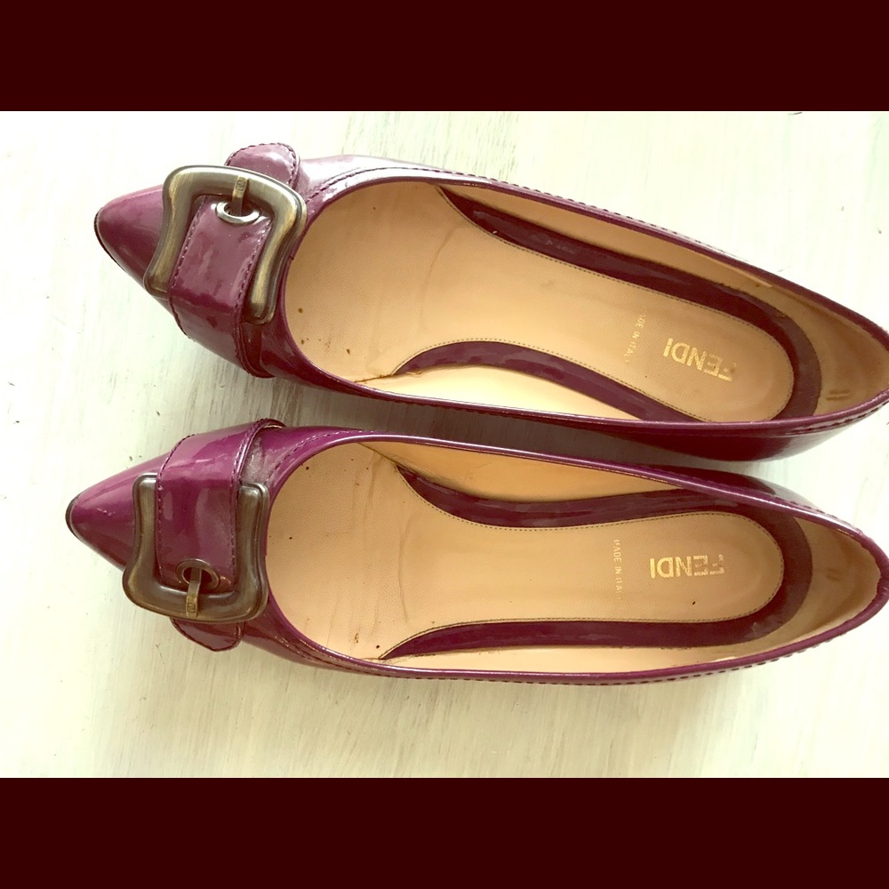 Fendi Leather Flats - Plum